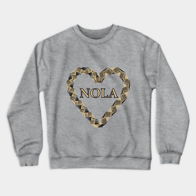 NOLA Heart Wreath - Black & Gold Crewneck Sweatshirt by ObscureDesigns